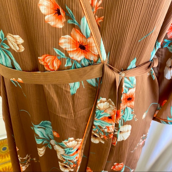 INC Intl Concepts Floral Print Long Wrap Robe. XS. - Picture 5 of 7